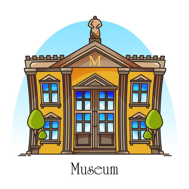 National museum building with statue on top - Vector, Image
