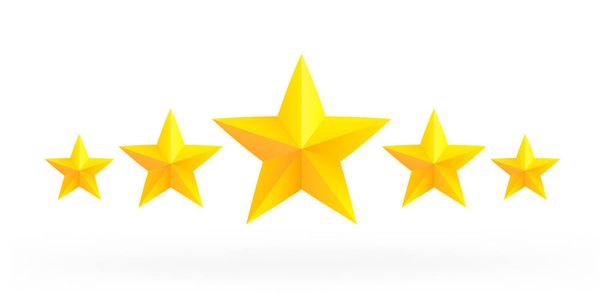 Beş yıldız derecelendirme simgesi. Beş yıldızlı müşteri ürün derecelendirme incelemesi - Vektör, Görsel