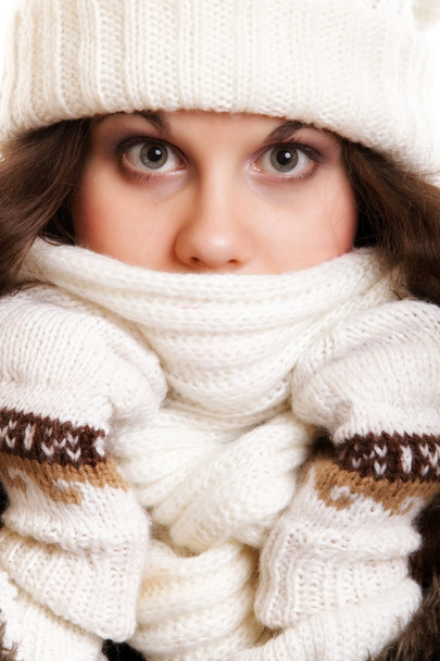 woman in warm clothing winter fashion - Foto, afbeelding