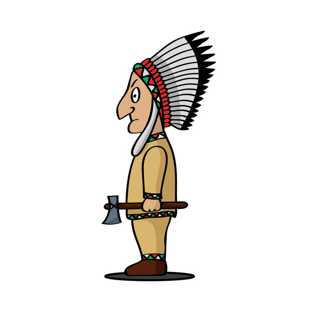 Militante indio norteamericano con hacha
. - Vector, imagen