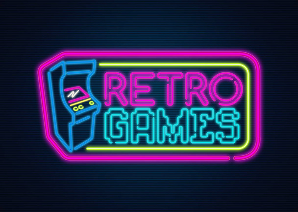 Retro games neon sign - Foto, Imagem