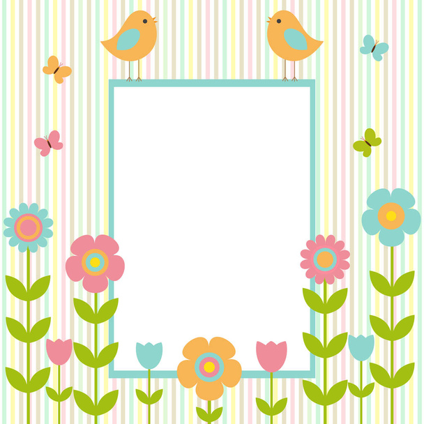 Vector postcard frame on the spring-summer theme. - Vetor, Imagem