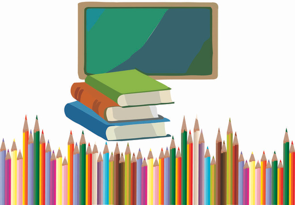 colored pencils tips and school blackboard - Vektori, kuva
