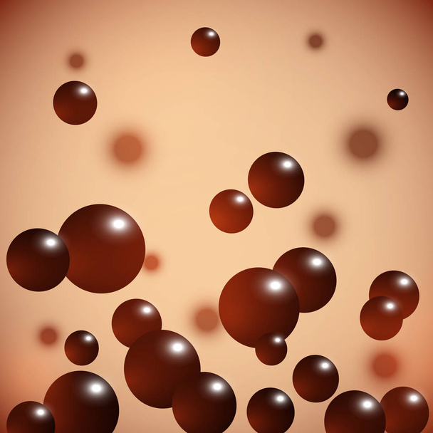 Dark chocolate balls on abstract background. Vector illustration. - Vector, Image