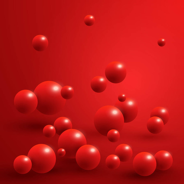 Red balls on abstract background. Vector illustration. - Vector, Image