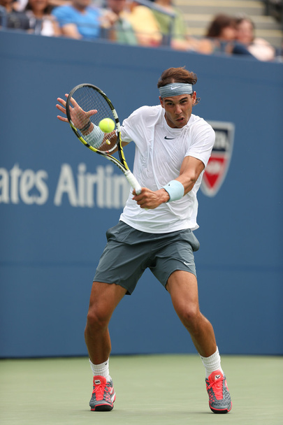 Twelve times Grand Slam champion Rafael Nadal during his first round match at US Open 2013 against Ryan Harrison - Photo, Image