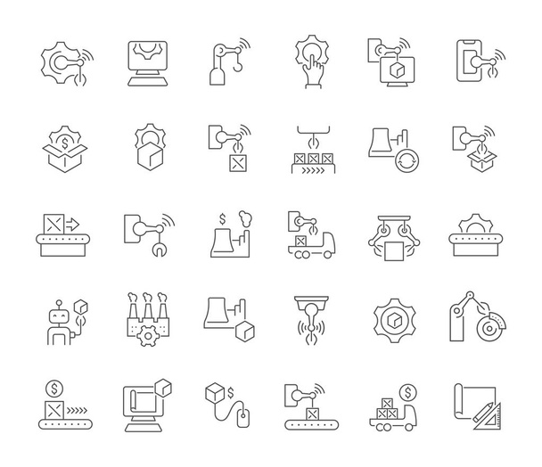 Conjunto de iconos de línea vectorial de negocio de fabricación
 - Vector, imagen