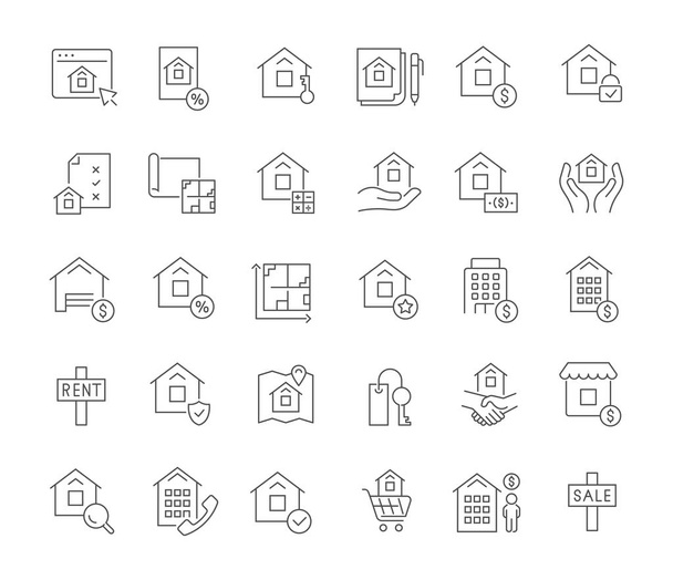 Set Vector Line Icons of Real Estate - Vector, afbeelding