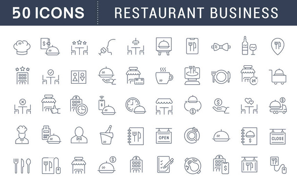 Set Vector Line Icons of Restaurant Business - Vector, Image
