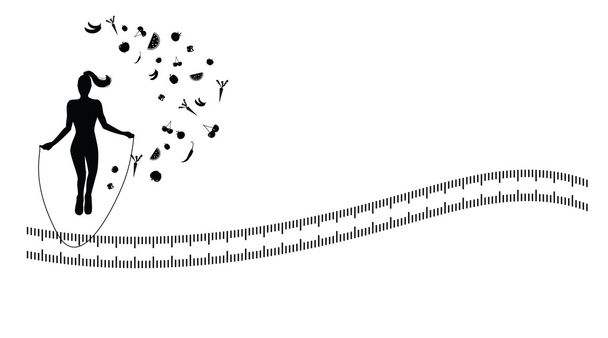 Fond de silhouette avec exercice de corde à sauter
 - Vecteur, image