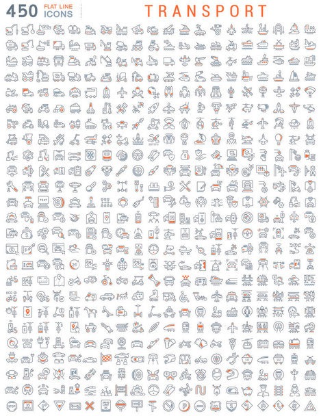 Conjunto de iconos de línea vectorial de transporte
 - Vector, Imagen