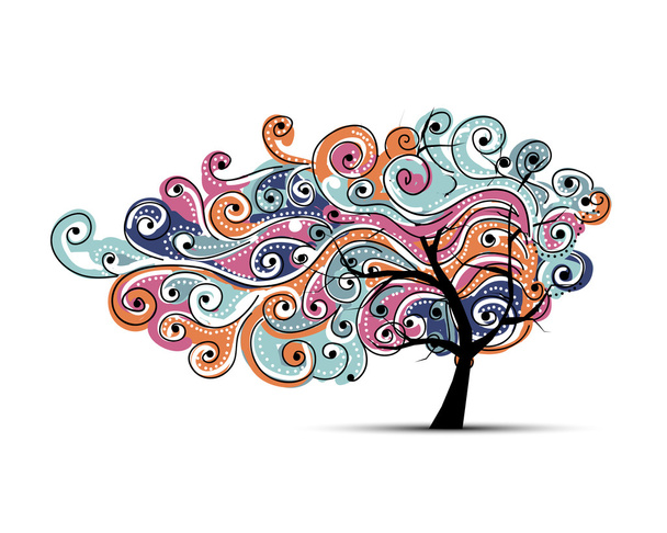 Abstract wavy tree for your design - Vettoriali, immagini