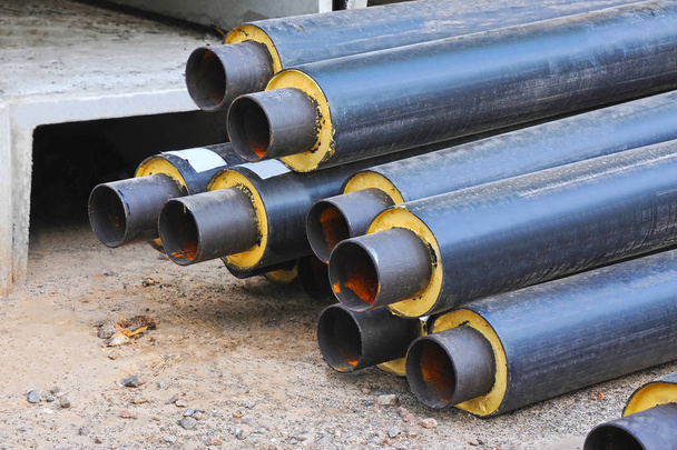 Rusty steel pipe with heat insulation - Photo, Image