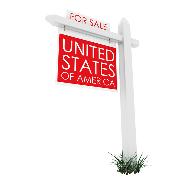 3d: Real Estate Sign: USA for Sale - Фото, изображение