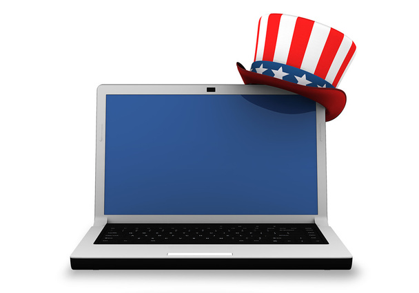 3d: Laptop with Patriotic Hat - Фото, изображение