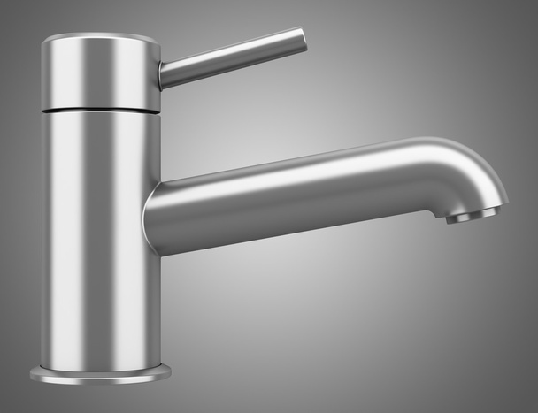 modern faucet isolated on gray background - Photo, Image