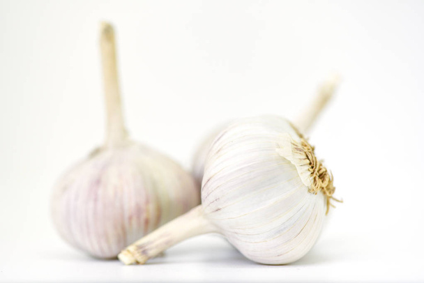 Garlic Isolated - Close up raw garlic on white background - Foto, Imagem