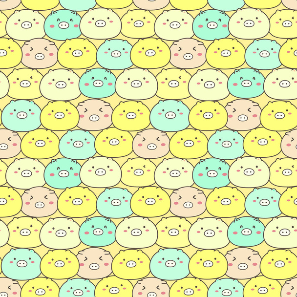 Cute pig seamless pattern background. Vector illustration. - Wektor, obraz