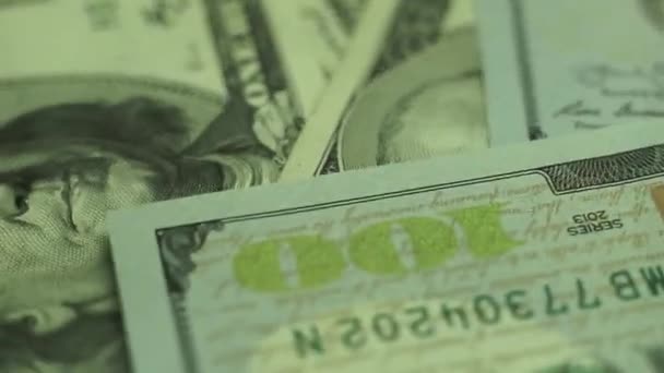 Close up Beautiful Dollars Background. Amerikan, Amerikan doları nakit para. Dolar Banknotları. Makro görünümü. - Video, Çekim
