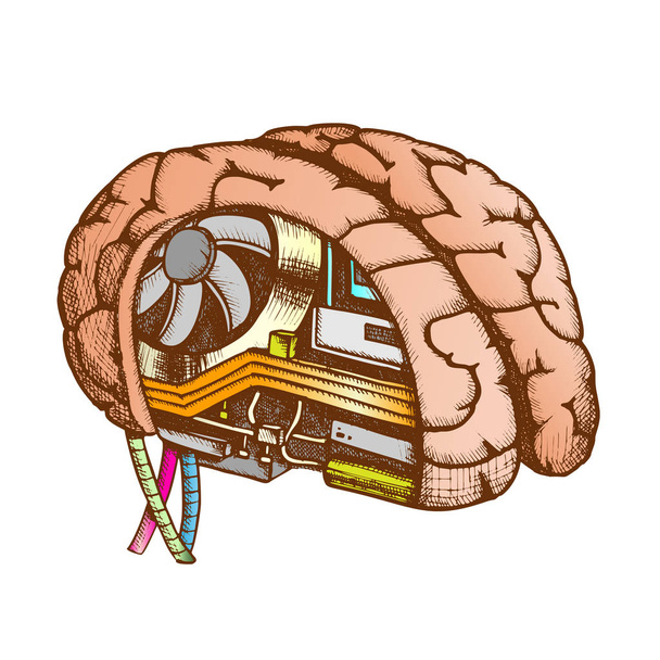 Καινοτομία υπολογιστή τσιπ εγκεφάλου χρώμα φορέα - Διάνυσμα, εικόνα