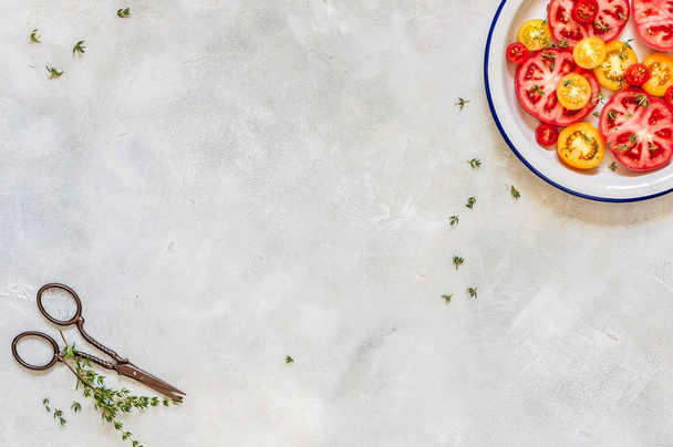 Tomato and Thyme Salad, copy space - Фото, изображение