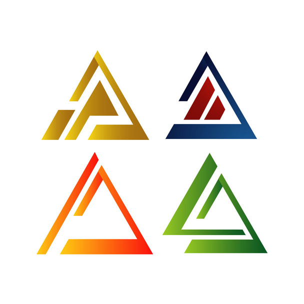テックコーポレートバスのための抽象的な三角形のロゴベクトルアイコンのセット - ベクター画像
