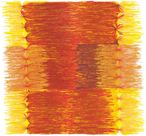 オレンジ、黄色、赤色のフリンジが白で分離された装飾的なグランジストライプマット - ベクター画像