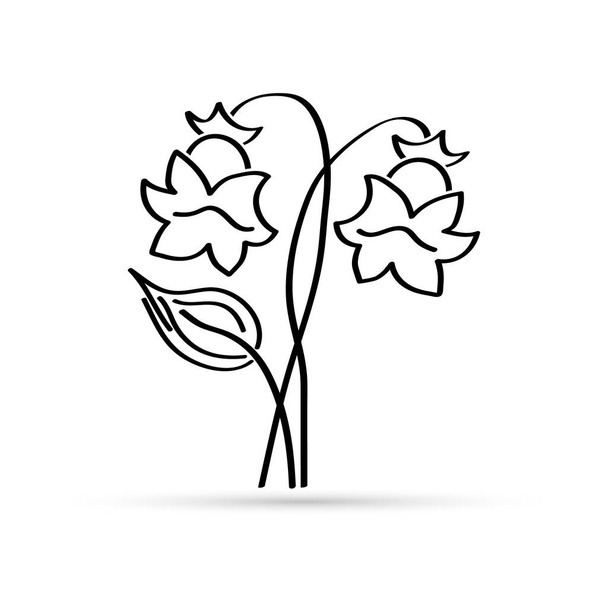 línea bellflower ingenio hoja, icono de la flor, vector de ilustración
 - Vector, imagen