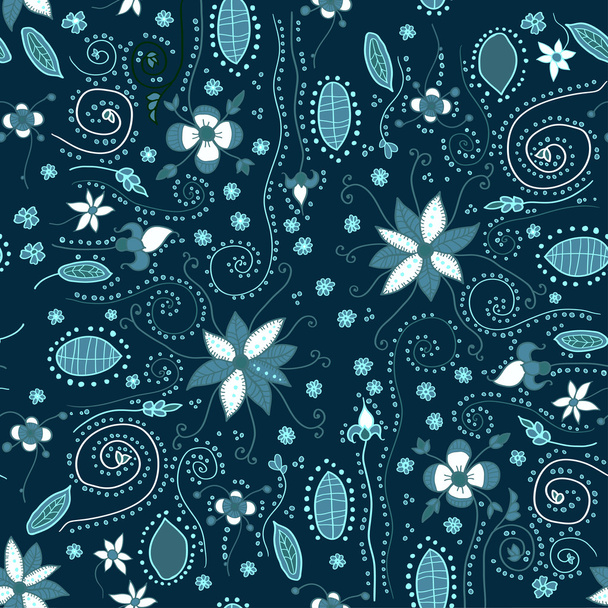 Diseño floral azul. Textura sin costura
 - Vector, Imagen