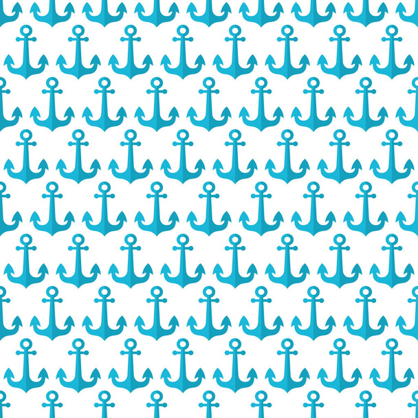 Seamless pattern with sea anchor in flat vector. Fun, kids background for textile, fabric, wrapping - Διάνυσμα, εικόνα