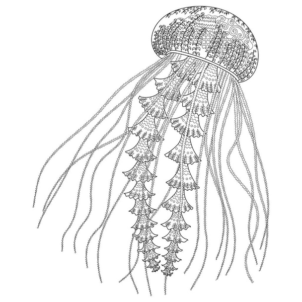 High detailed jellyfish for coloring - Vektor, Bild
