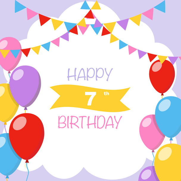 Gelukkige verjaardag kaart paarse ballonnen - Vector, afbeelding