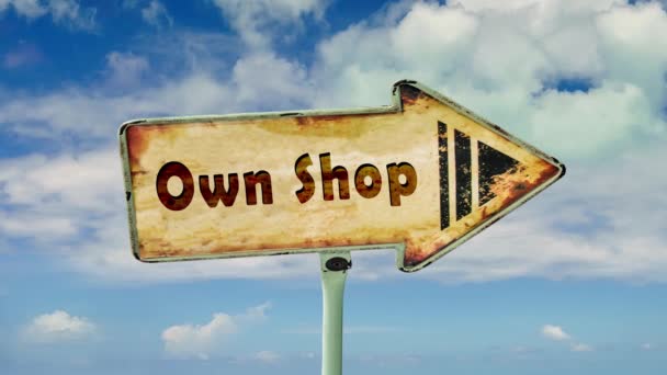 Street Sign to Own Shop - Footage, Video
