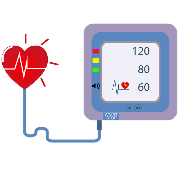 Dispositivo digitale Attrezzature mediche per la misurazione della pressione, Diagnosticare ipertensione, cuore, illustrazioni vettoriali concetto di assistenza sanitaria - Vettoriali, immagini
