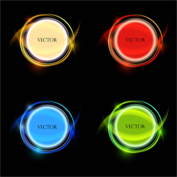 vector button, light effect. round banners and buttons. - Vecteur, image