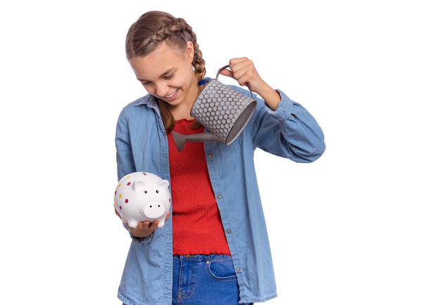 Teen girl with watering can - Photo, Image