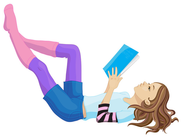Читання дівчина ізольовані
 - Вектор, зображення