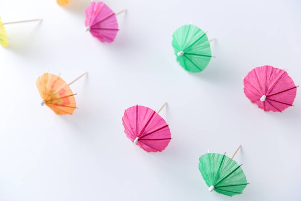 cocktail umbrellas on white background - Photo, Image