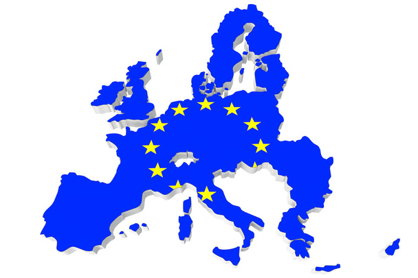 Χάρτης της Ευρωπαϊκής Ένωσης και τη σημαία της Ευρωπαϊκής Ένωσης - Φωτογραφία, εικόνα