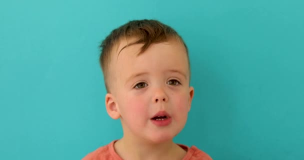Porträt eines Kindes, das mit Freude und Freude spricht - Filmmaterial, Video