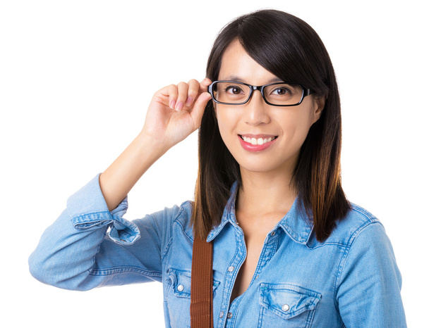 Gözlüklü Asyalı kız öğrenci - Fotoğraf, Görsel