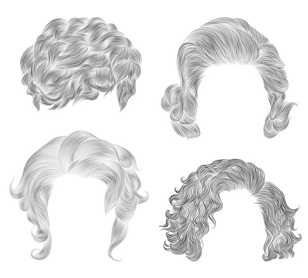 set of  different short curly hairs . fashion beauty african sty - Vector, Image