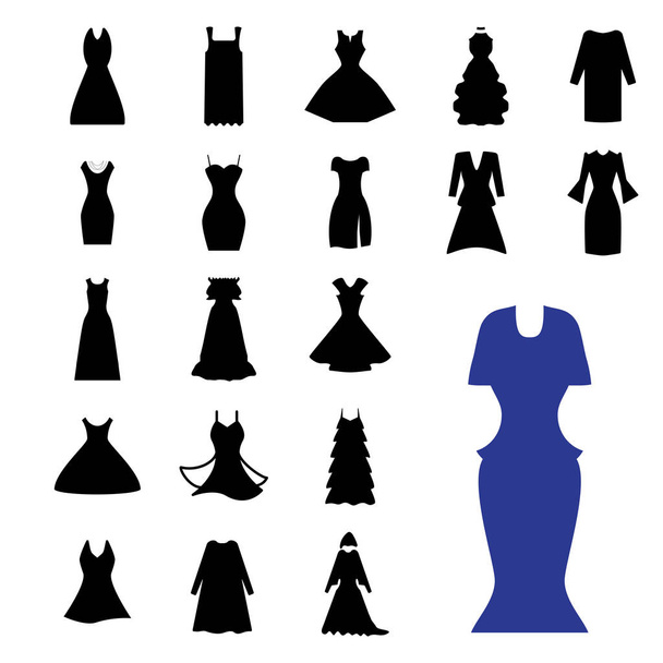 Женское платье Изолированная икона или платье символа коллекции
 - Вектор,изображение