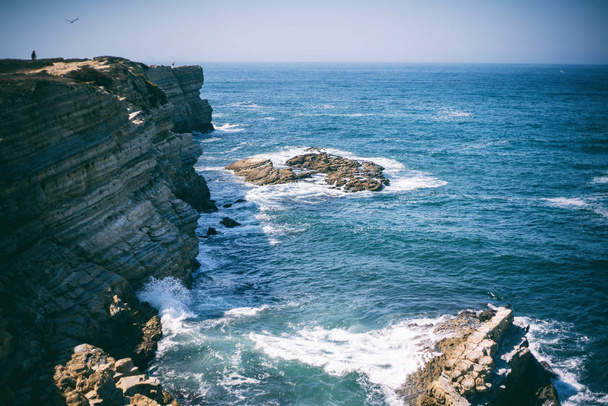 Beautiful seascape, Porugal, shore of the Atlantic Ocean, waves  - Фото, изображение
