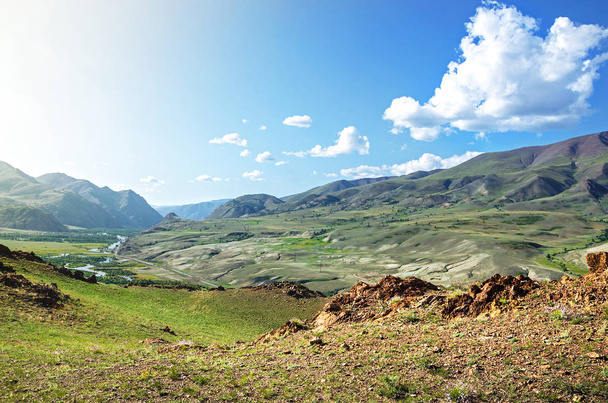 The Summer landscape of The Altai Mountains. It is far from cities fnd pure natural. - 写真・画像