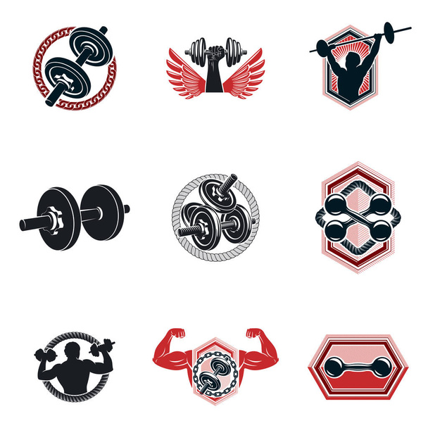 Vector weightlifting theme illustrations collection made using d - Vector, Image