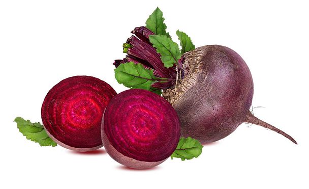 Beetroot with leaves isolated on white - Photo, Image