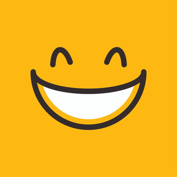Happy face vector illustration icon smile element yellow color hand drawn doodle lineart - Vettoriali, immagini