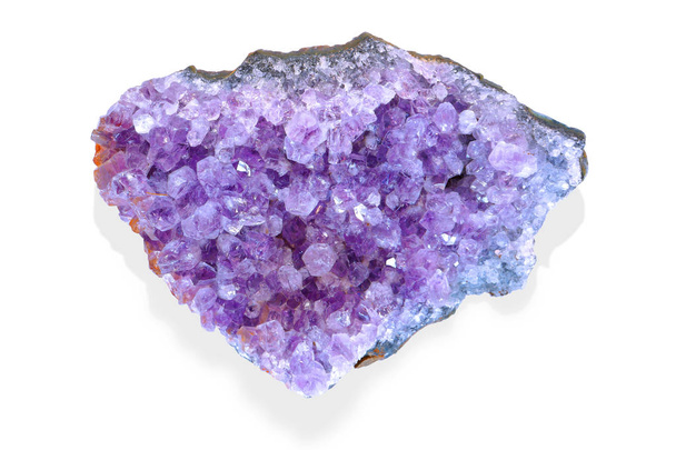 Purple amethyst crystals isolated on white background - Photo, Image