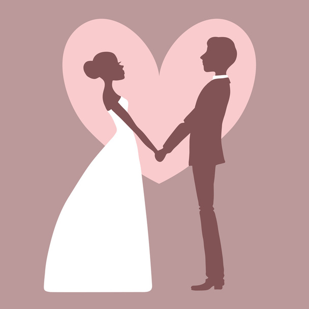 Une invitation de mariage. Silhouette de mariée et marié
 - Vecteur, image